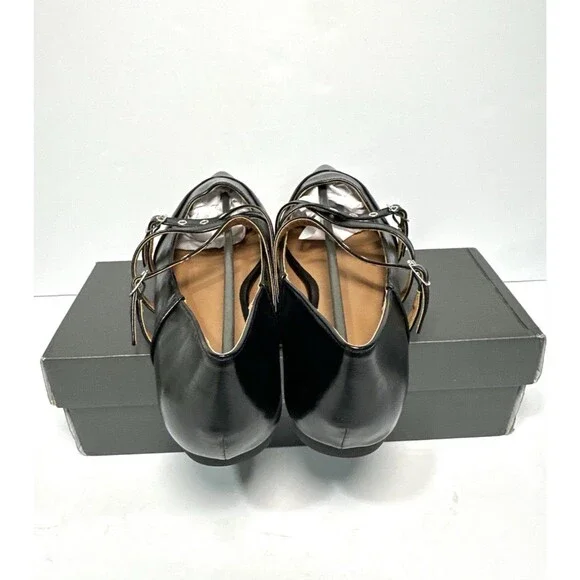 Womens Black Pointed Toe Strappy Flats Buckle Ballet Shoes Size EU 42 - Picture 4 of 5